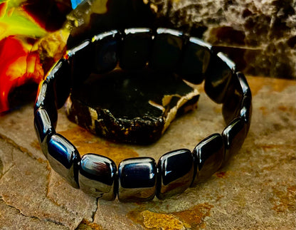 Grounded Power Hematite Bracelet | Ellipse-Style Energy Bracelet for Large Wrists