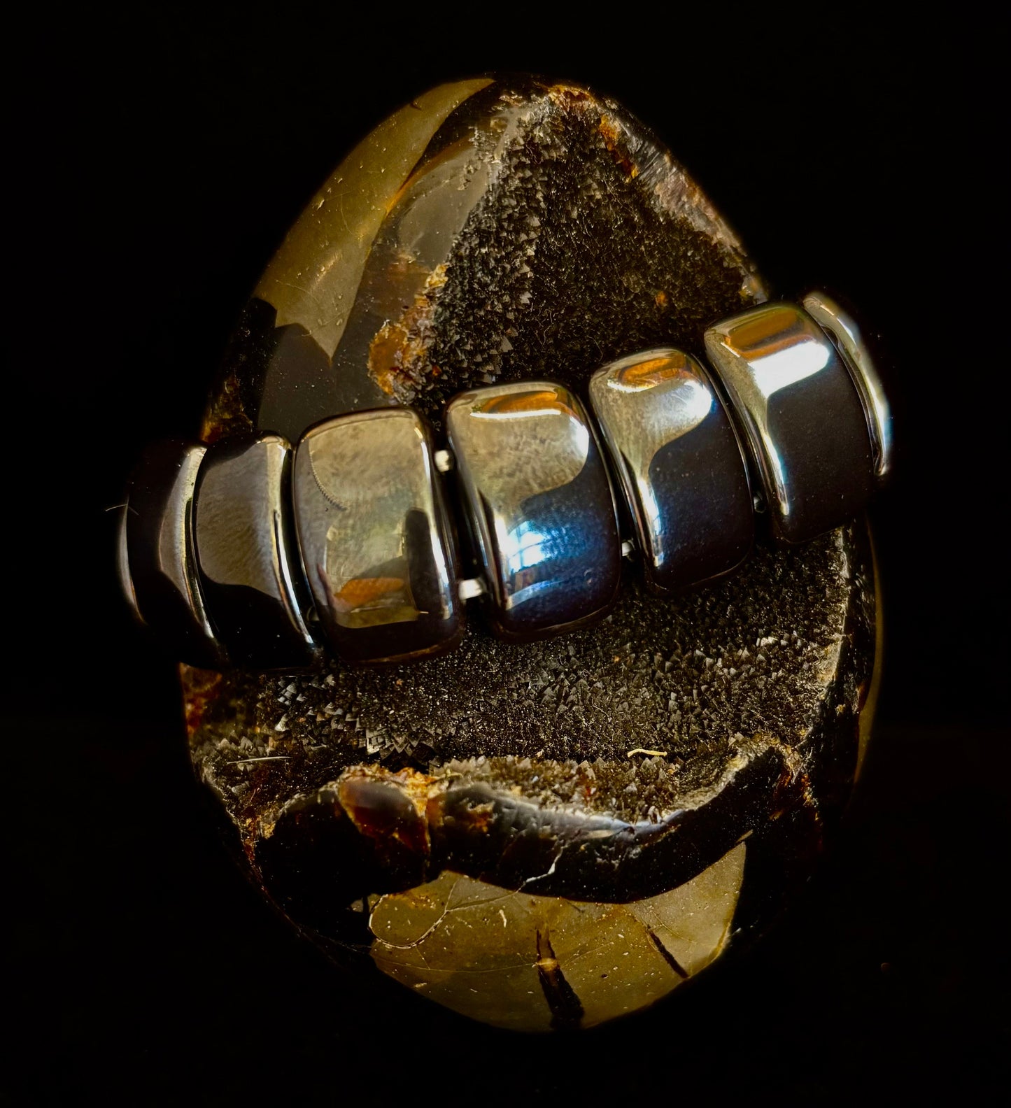 Grounded Power Hematite Bracelet | Ellipse-Style Energy Bracelet for Large Wrists