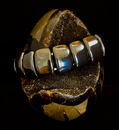 Grounded Power Hematite Bracelet | Ellipse-Style Energy Bracelet for Large Wrists