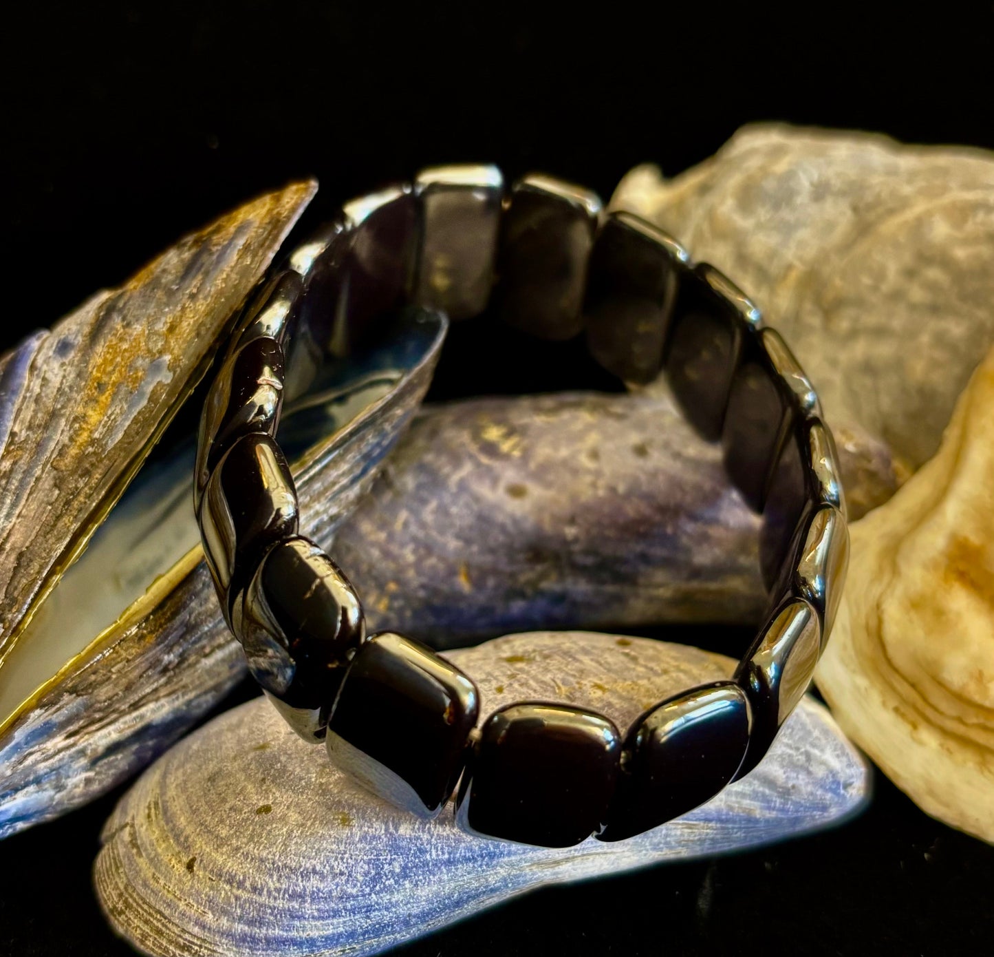 Grounded Power Hematite Bracelet | Ellipse-Style Energy Bracelet for Large Wrists