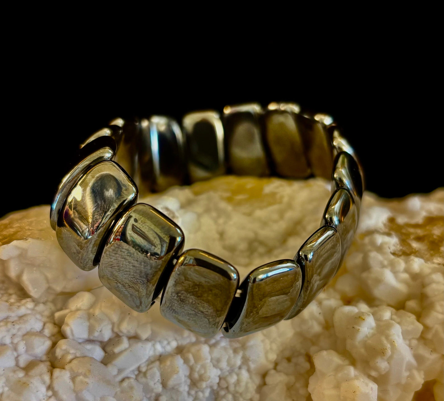 Grounded Power Hematite Bracelet | Ellipse-Style Energy Bracelet for Large Wrists