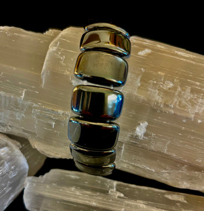 Grounded Power Hematite Bracelet | Ellipse-Style Energy Bracelet for Large Wrists