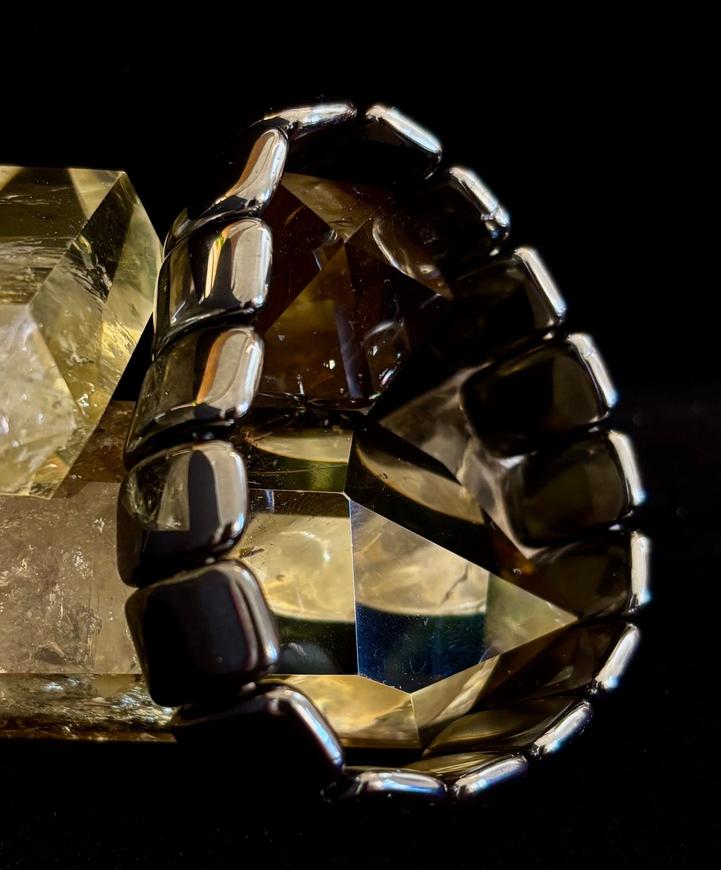 Grounded Power Hematite Bracelet | Ellipse-Style Energy Bracelet for Large Wrists