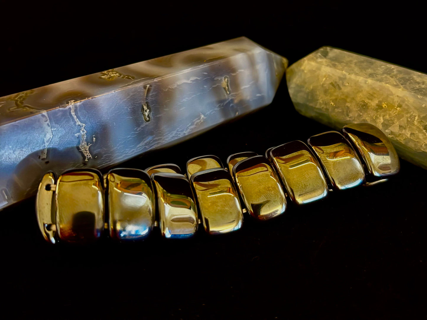 Grounded Power Hematite Bracelet | Ellipse-Style Energy Bracelet for Large Wrists