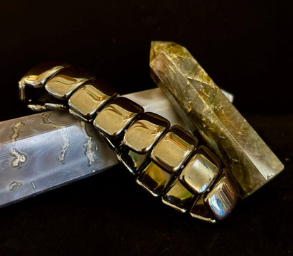 Grounded Power Hematite Bracelet | Ellipse-Style Energy Bracelet for Large Wrists