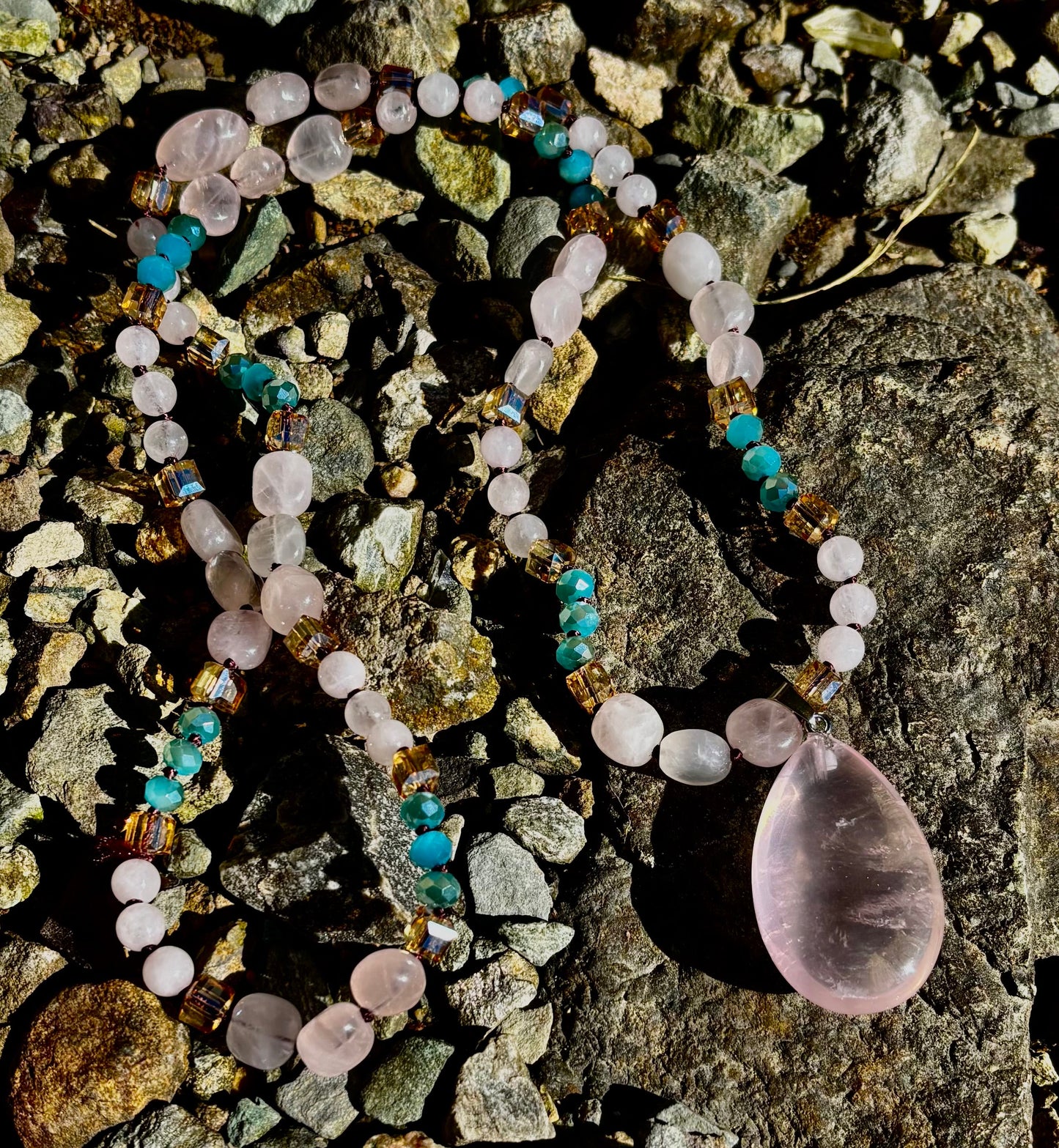 Blush Glow Harmony Necklace | Elegant Beaded Statement Jewelry