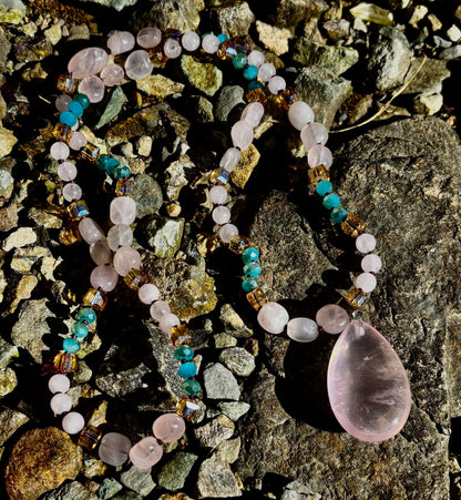 Blush Glow Harmony Necklace | Elegant Beaded Statement Jewelry