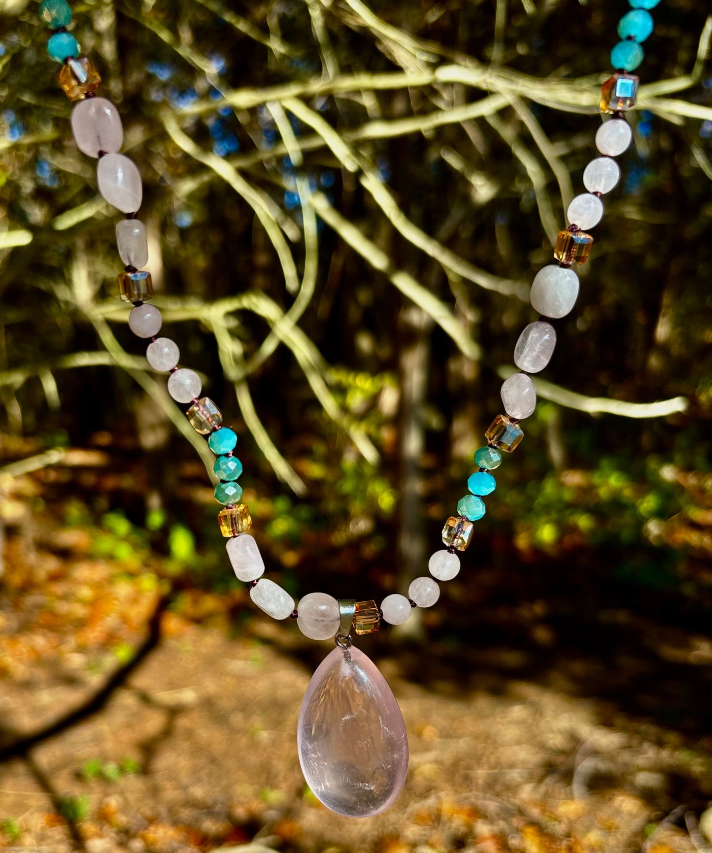 Blush Glow Harmony Necklace | Elegant Beaded Statement Jewelry