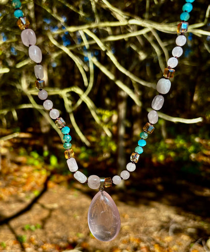 Blush Glow Harmony Necklace | Elegant Beaded Statement Jewelry