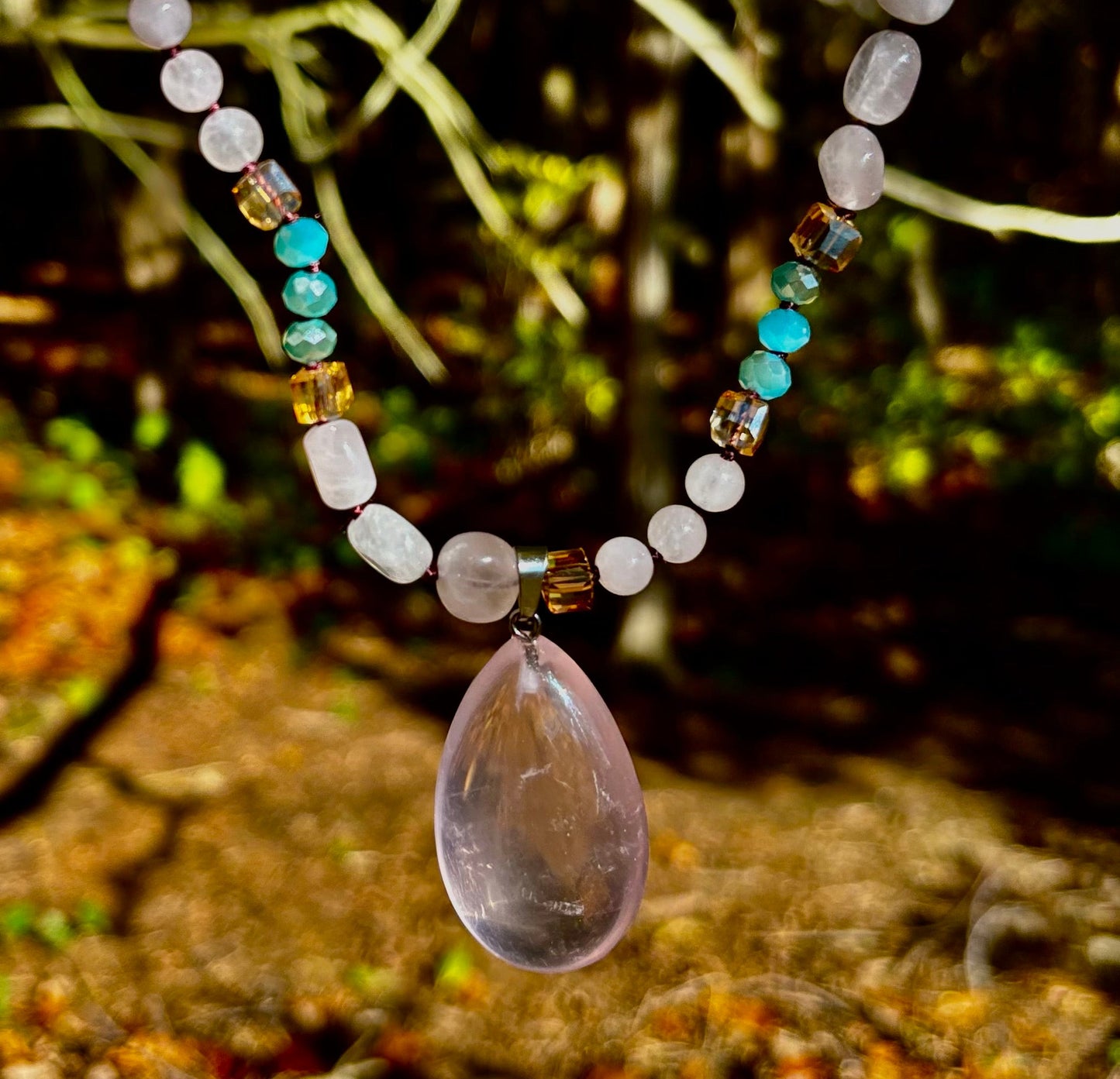 Blush Glow Harmony Necklace | Elegant Beaded Statement Jewelry