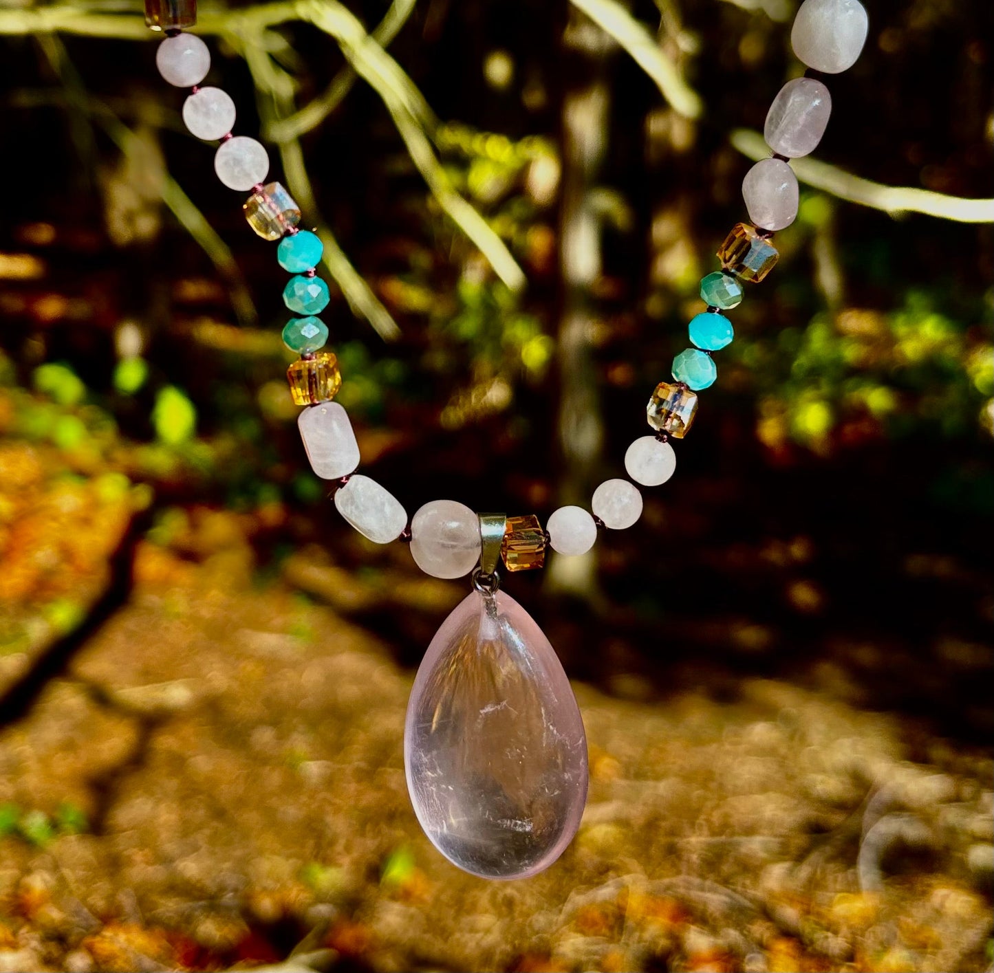 Blush Glow Harmony Necklace | Elegant Beaded Statement Jewelry