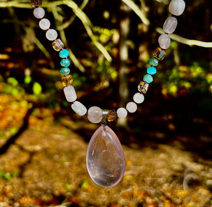 Blush Glow Harmony Necklace | Elegant Beaded Statement Jewelry