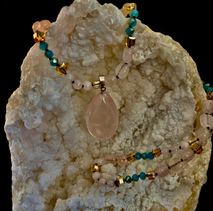 Blush Glow Harmony Necklace | Elegant Beaded Statement Jewelry