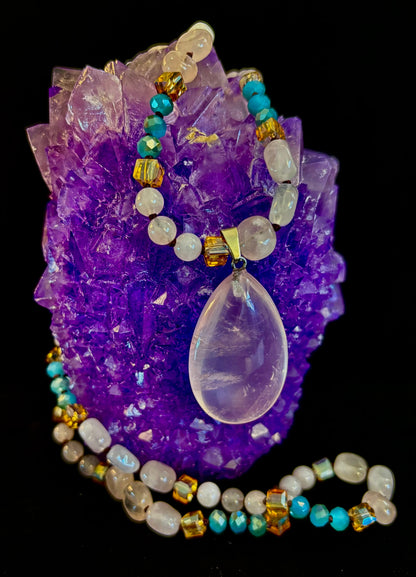 Blush Glow Harmony Necklace | Elegant Beaded Statement Jewelry