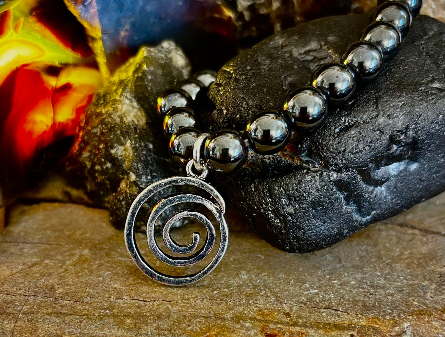 7 Wonders Natural Stone Charm Bracelet Collection | 8mm Healing Gemstone Beads with Silver Charms (Small–Medium Wrists)