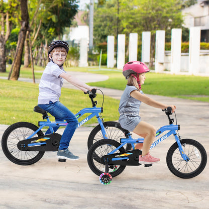 16 Inch Kids Bike LED Lighted Adjustable with Training Wheels for 4-7 Years Old Kids-16 inches