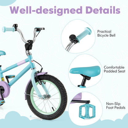 Kids Bike with Adjustable Handlebar and Saddle Purple-14 Inches