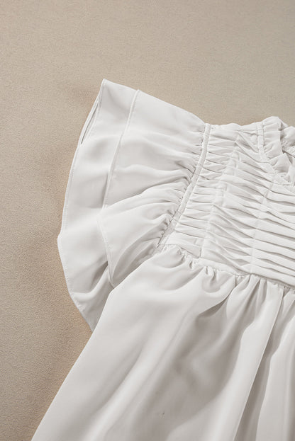 Dayana Ruffled Flutter Sleeve Pleated Blouse