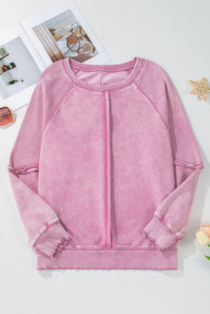 Jolie Waffle Exposed Seam Raglan Sweatshirt