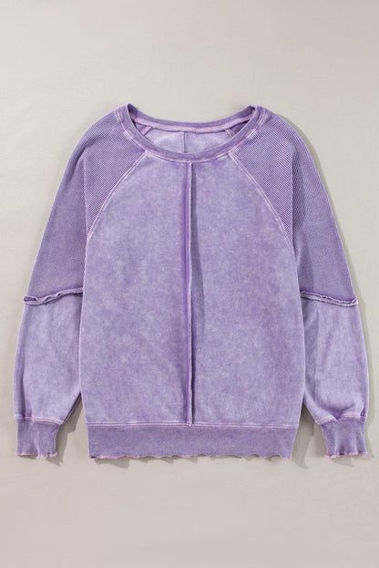 Jolie Waffle Exposed Seam Raglan Sweatshirt