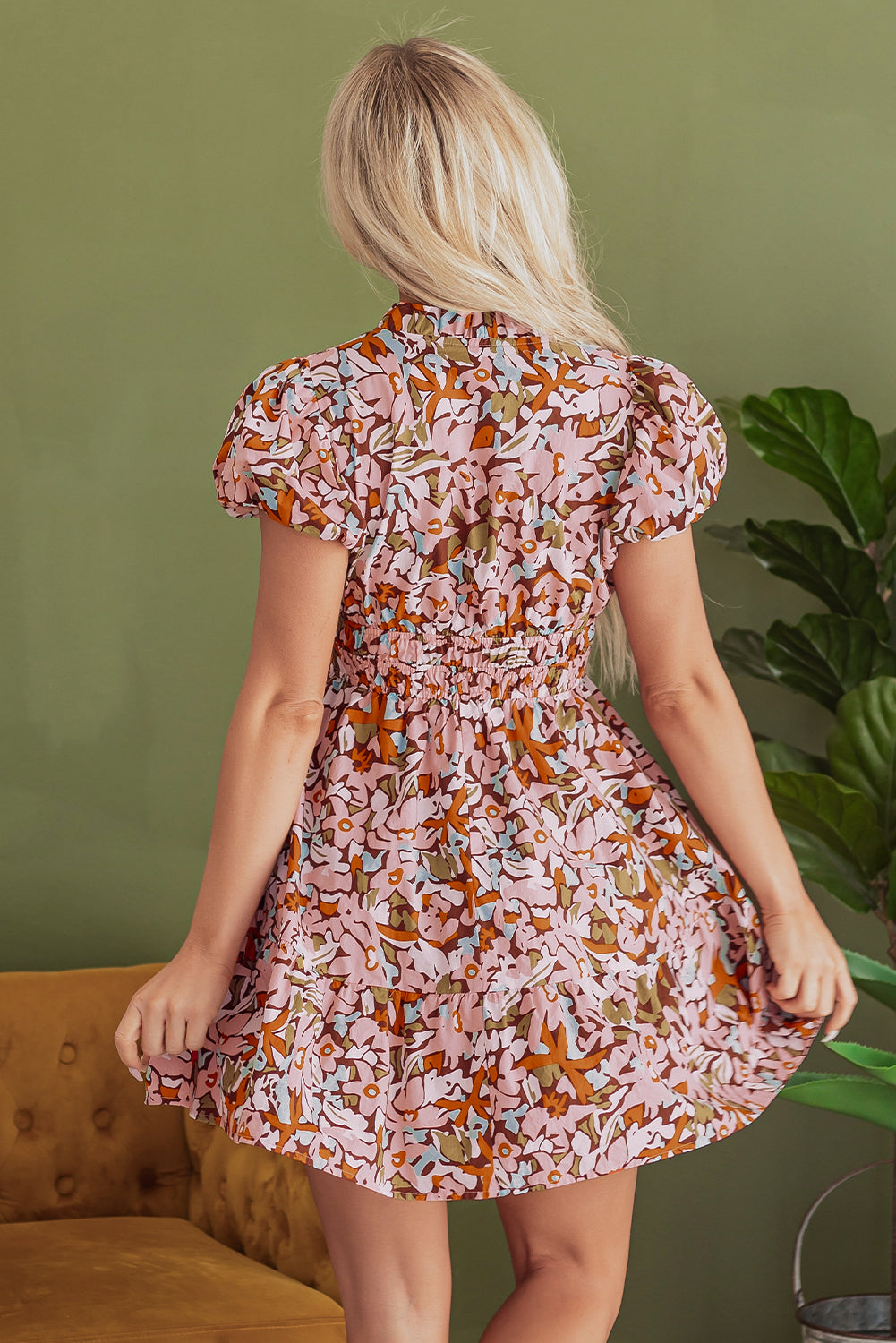 Elisa Floral High Waist Mini Dress