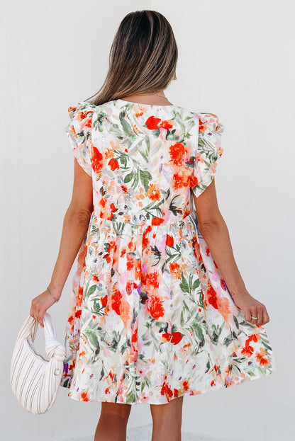 Salem Floral Ruffle Sleeve Dress