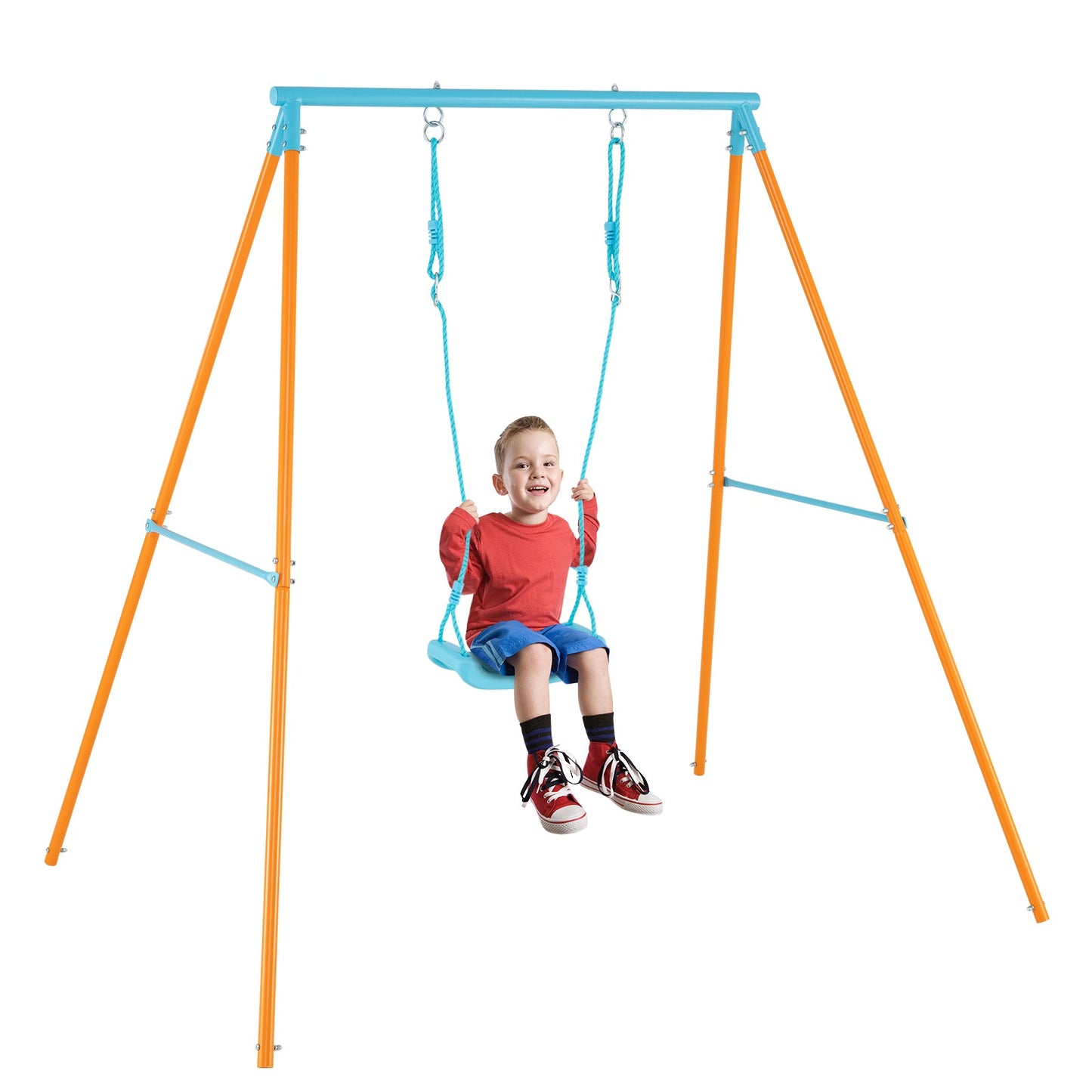 Outdoor Heavy Duty Metal Toddler Swing Set with Stand-Orange