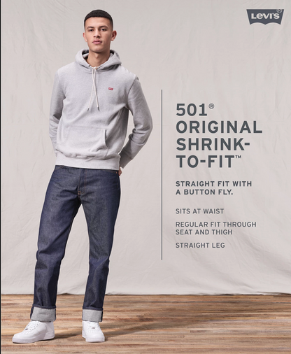 Mens Levi 501 Shrink To Fit Jeans