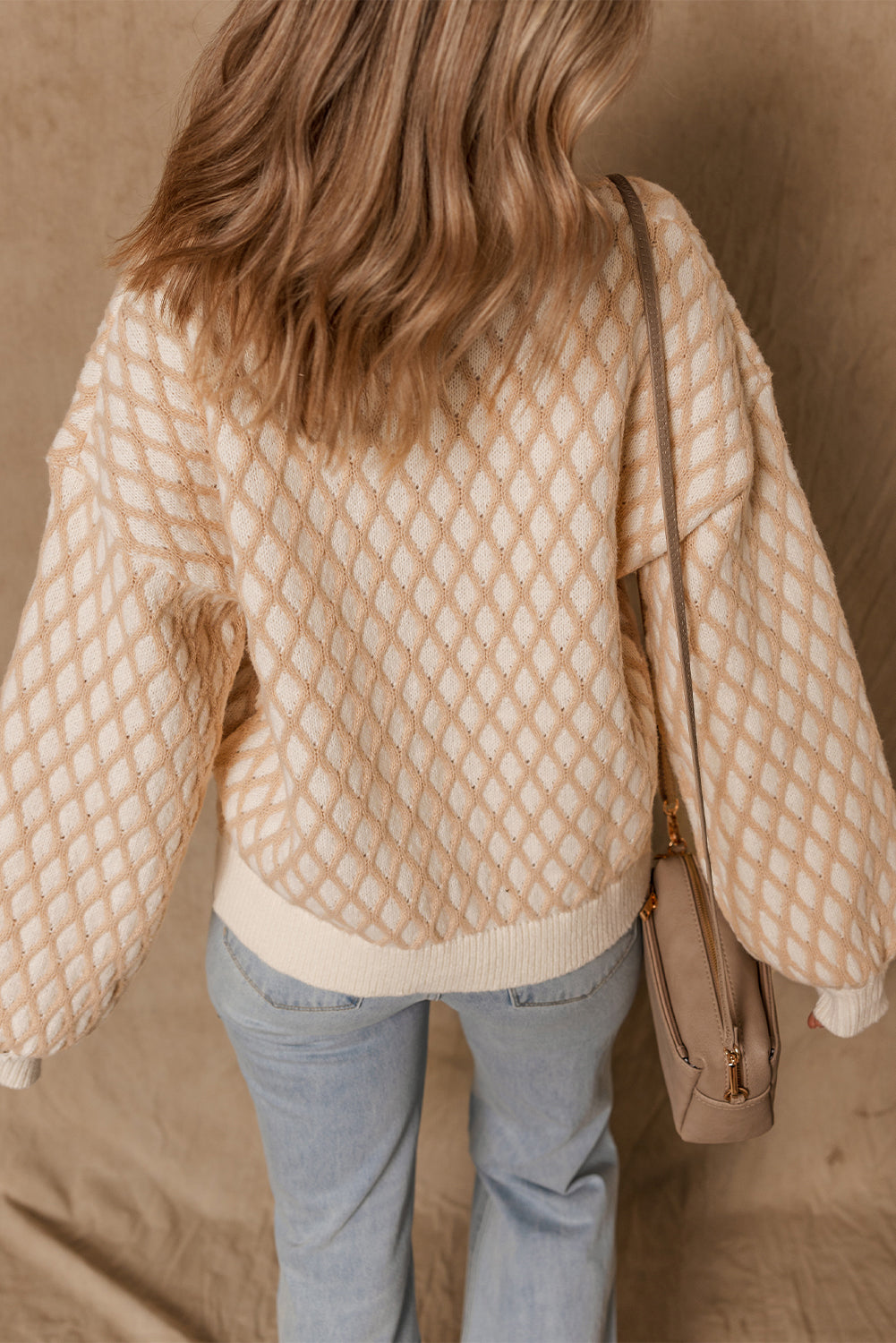 Ximena Rhombus Textured Knit Sweater