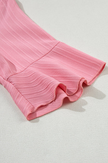 Capri Ruffled Half Sleeve V Neck Textured Top