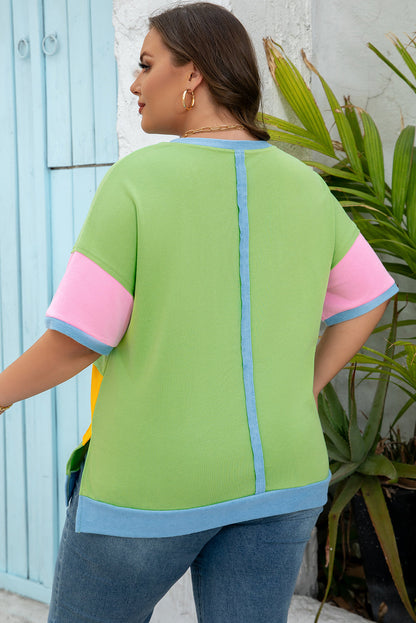 Juliet Plus Size Exposed Seam Patchwork Top