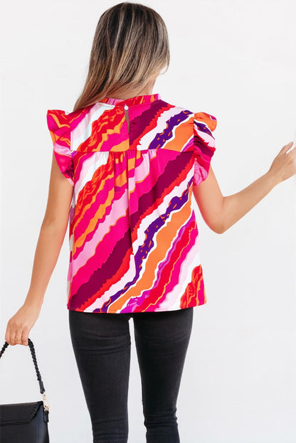 Campbell Abstract Ruffled Blouse