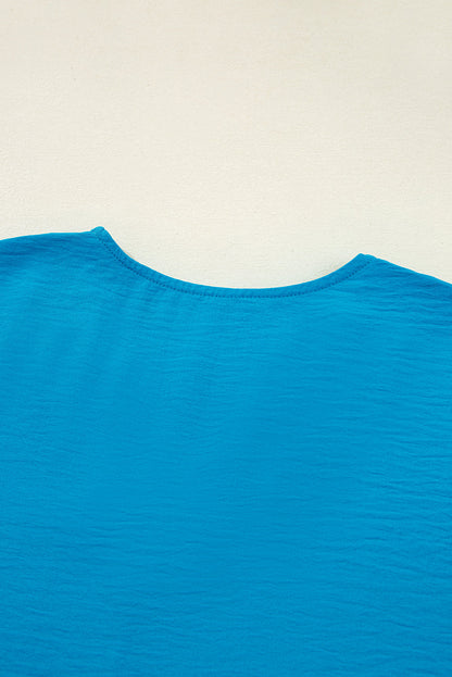 Clara V Neckline Crinkled Blouse