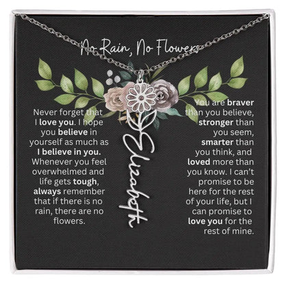 Birth Flower Necklace With Name I No Rain - No Flowers | Elegant Gift for Daughter