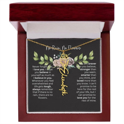 Birth Flower Necklace With Name I No Rain - No Flowers | Elegant Gift for Daughter