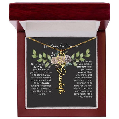 Birth Flower Necklace With Name I No Rain - No Flowers | Elegant Gift for Daughter