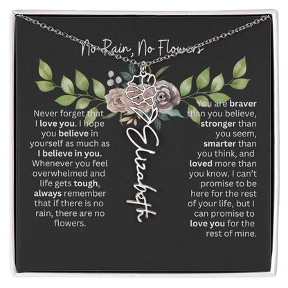 Birth Flower Necklace With Name I No Rain - No Flowers | Elegant Gift for Daughter