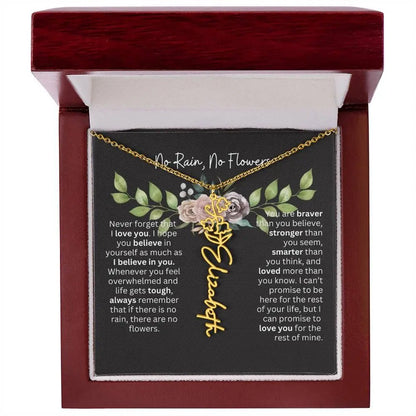 Birth Flower Necklace With Name I No Rain - No Flowers | Elegant Gift for Daughter
