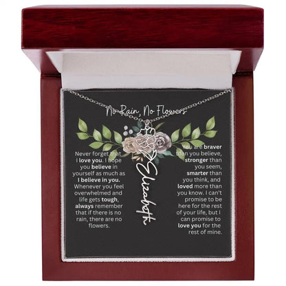 Birth Flower Necklace With Name I No Rain - No Flowers | Elegant Gift for Daughter