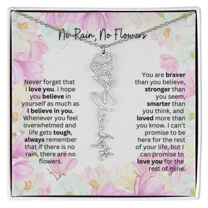 Birth Flower Necklace With Name I No Rain - No Flowers | Special Gift for Granddaughter