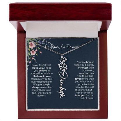 Birth Flower Necklace With Name I No Rain - No Flowers | Unique Jewelry for Daughter from Dad