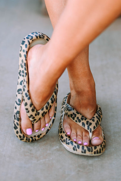 Leopard Thick Sole Flip Flops