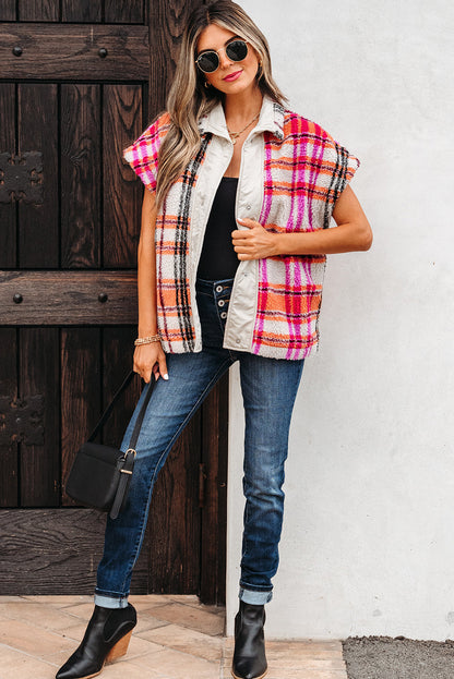 Molly Sherpa Plaid Jacket Vest