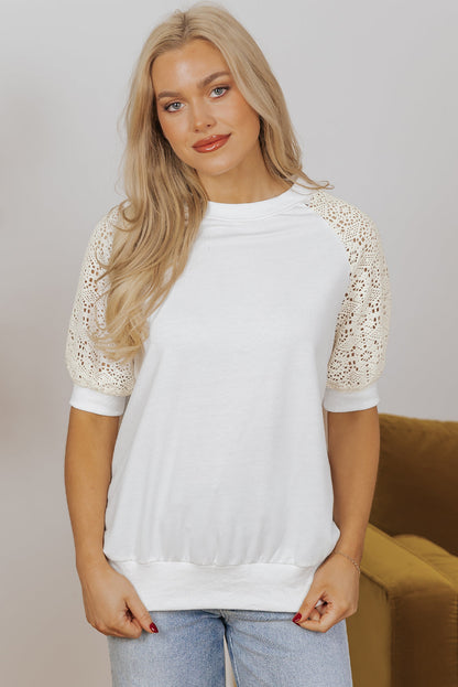 Paulina Lace Crochet Short Sleeve Top
