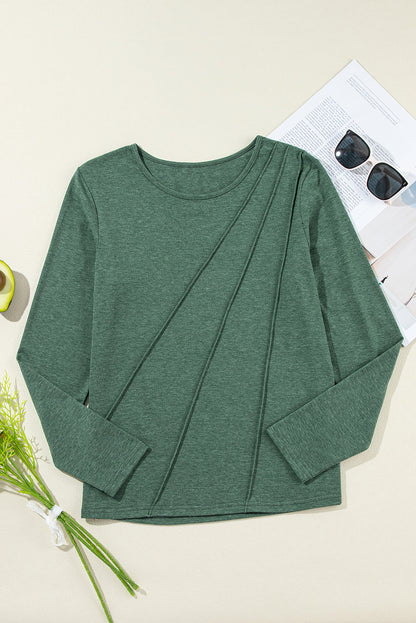 Anna Asymmetric Seam Detail Long Sleeve Top