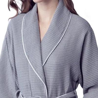 Women’s Waffle Piping Bathrobe – Lightweight Spa-Style Comfort