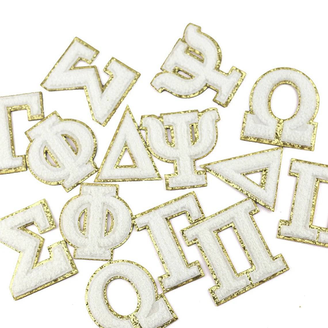 Greek Alphabet Self Adhesive Chenille Patches