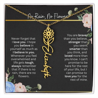 Inspirational No Rain No Flowers Necklace