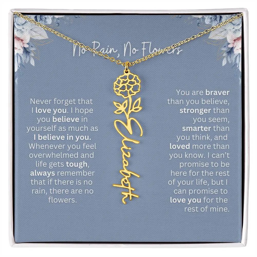 No Rain - No Flowers | Birth Necklace | Name Necklace | Custom Gift from Dad to Daughter and Bonus Daughter