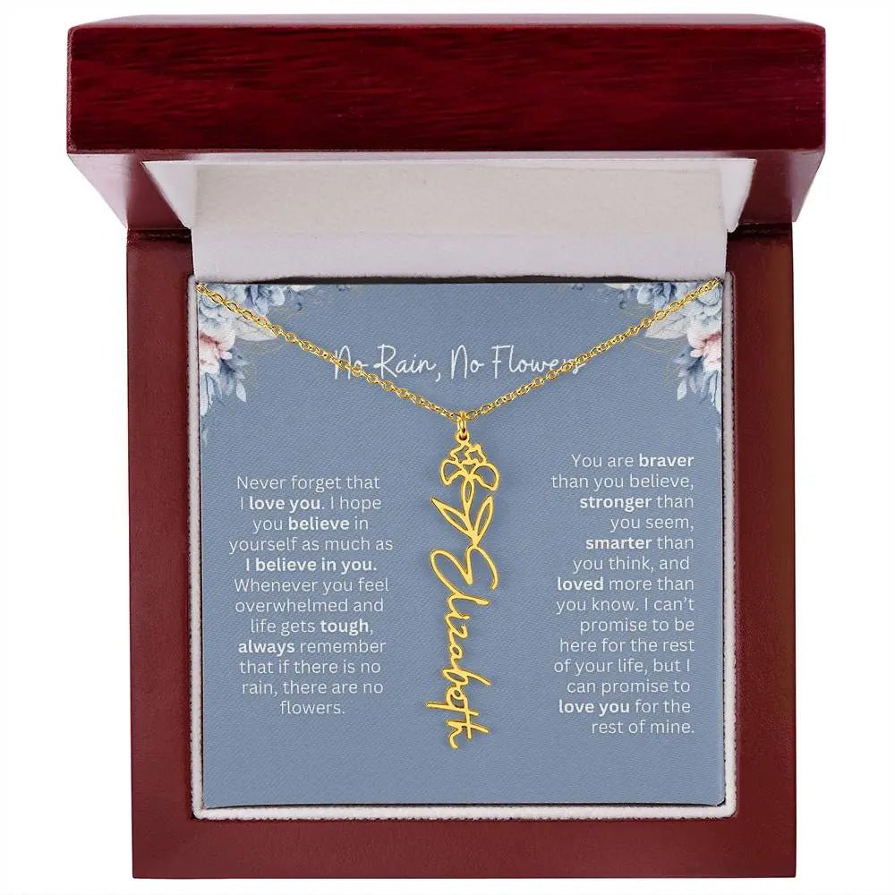 No Rain - No Flowers | Birth Necklace | Name Necklace | Custom Gift from Dad to Daughter and Bonus Daughter